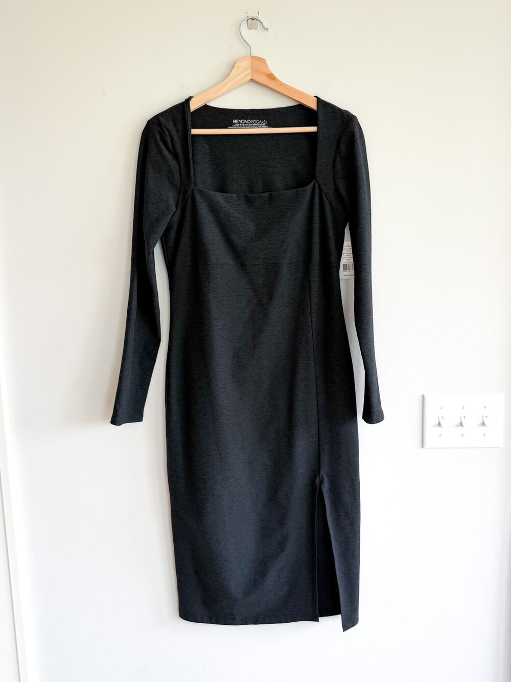 Beyond Yoga Impress Square Neck Long Sleeve Dress Dark Night M NWT